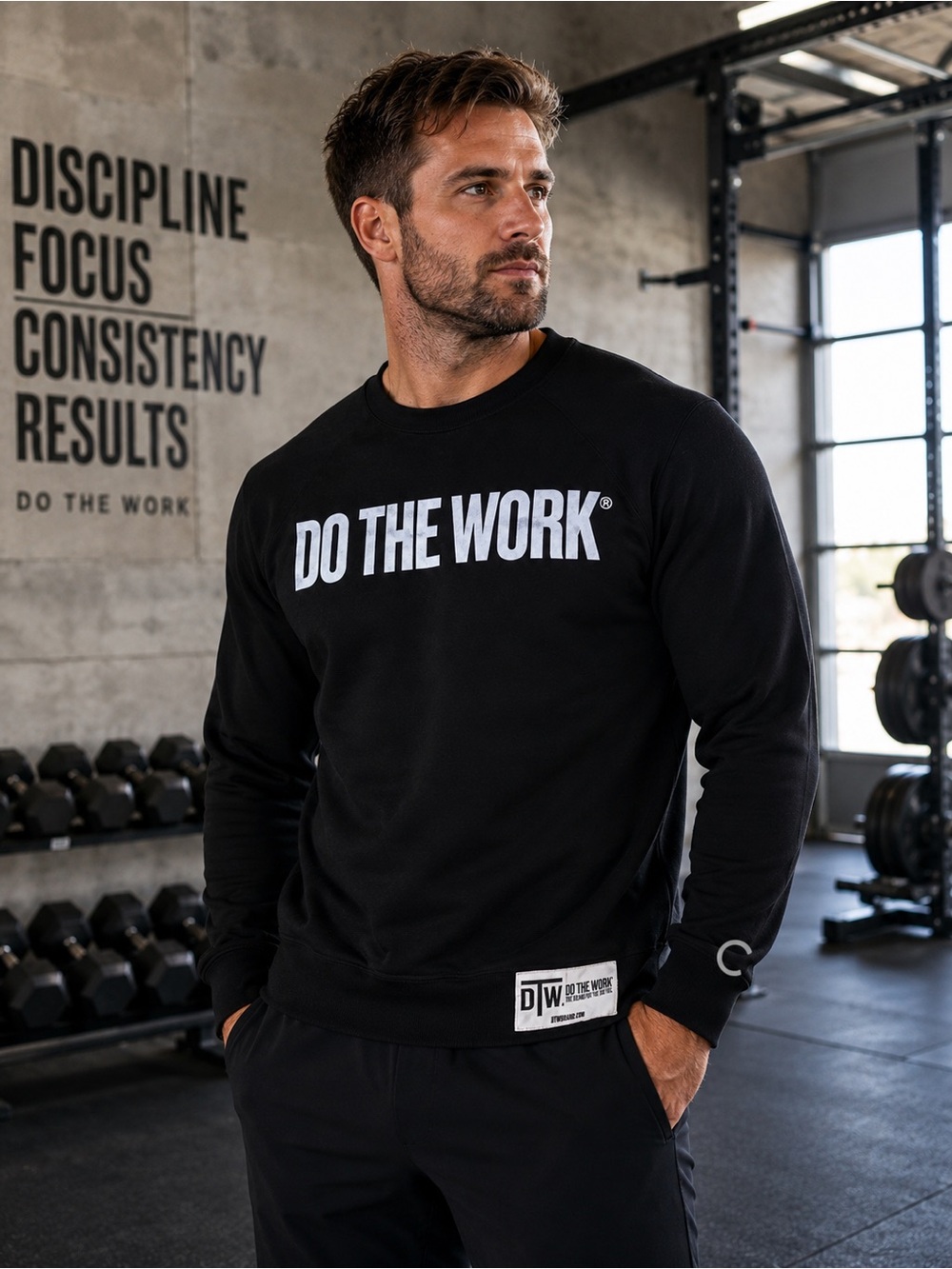 Do The Work Black Crewneck Sweatshirt Motivational Graphic Size M - Picture 1 of 8